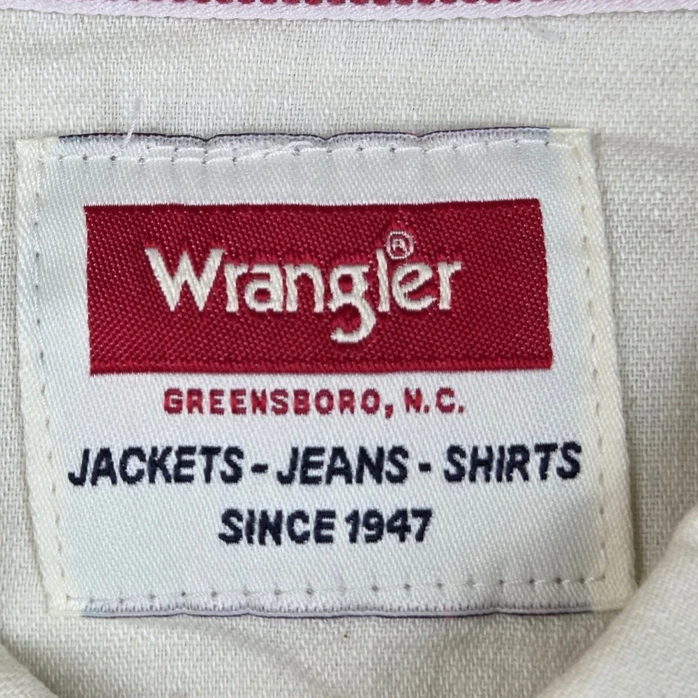 Vintage Wrangler Western Pearl Snap Shirt Mens XL Heavy Cotton Long Sleeve White - Picture 2 of 9